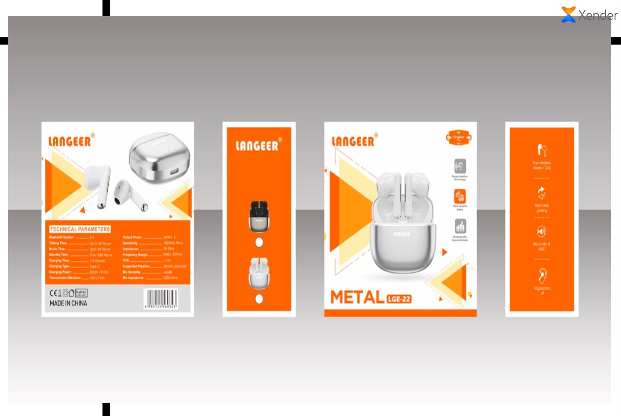 LANGEER METAL LGE-22 – Écouteurs TWS Bluetooth Boîtier Métallique