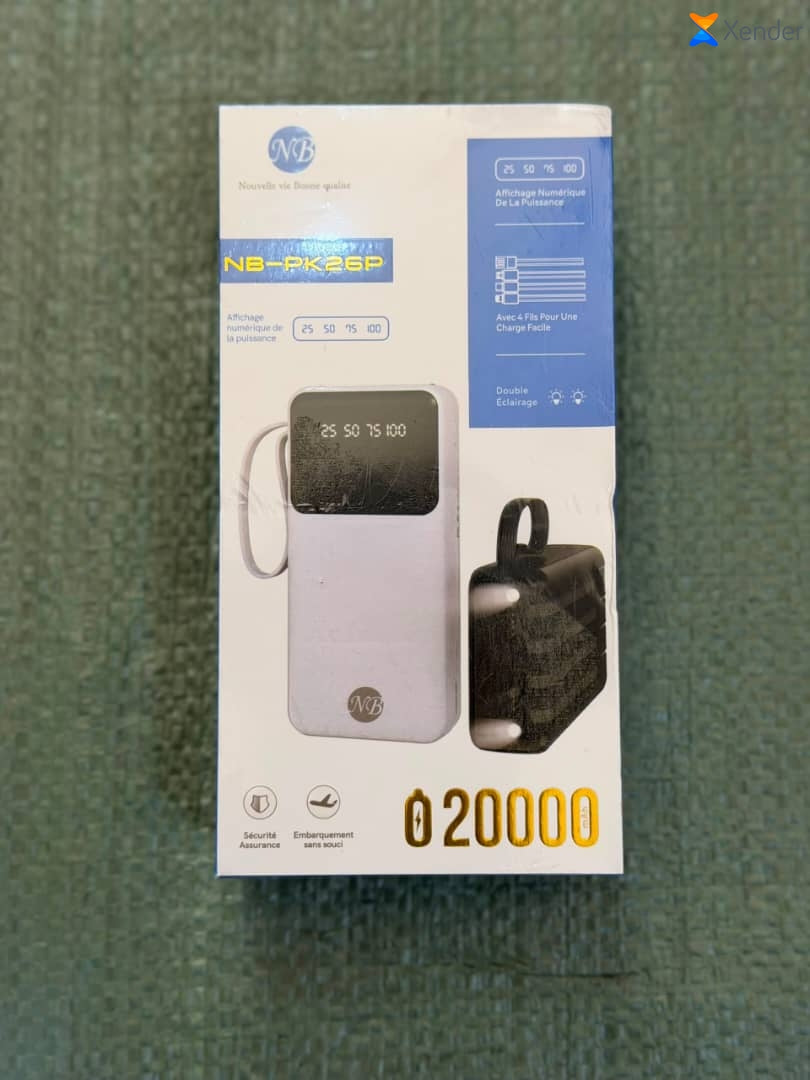 Powerbank 20000 mAh – 4 appareils en même temps, lampe incluse